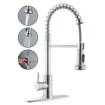 Kitchen Sink Faucet, Kitchen Faucets with Pull down Sprayer Stainless Steel 