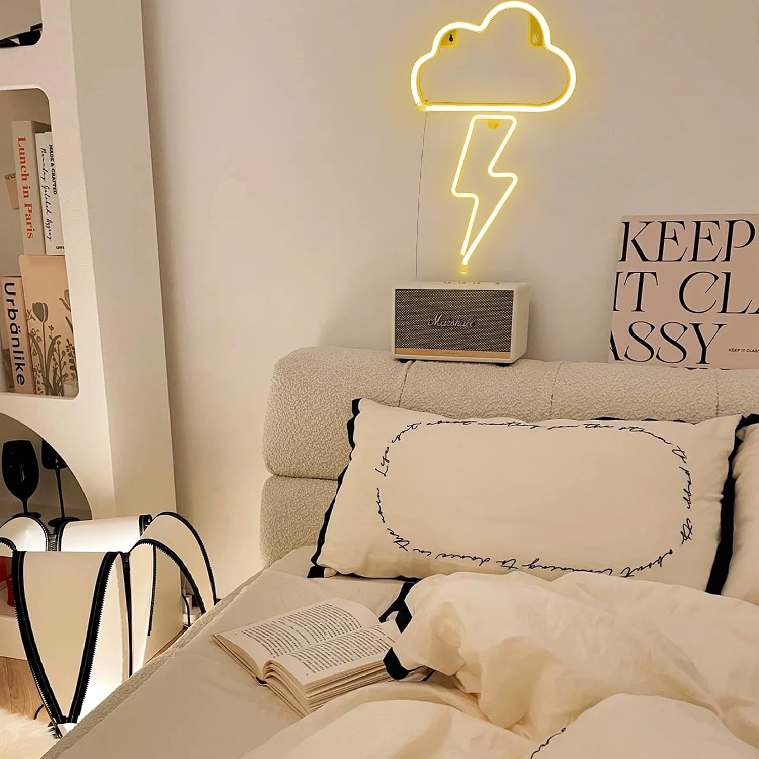 Neon Cloud Sign, Battery or USB Powered Night Light as Wall Decor for Kids Room, Bedroom, Festival, Party (Cloud-Y)