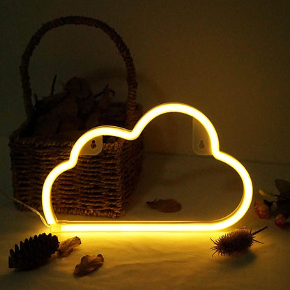 Neon Cloud Sign, Battery or USB Powered Night Light as Wall Decor for Kids Room, Bedroom, Festival, Party (Cloud-Y)