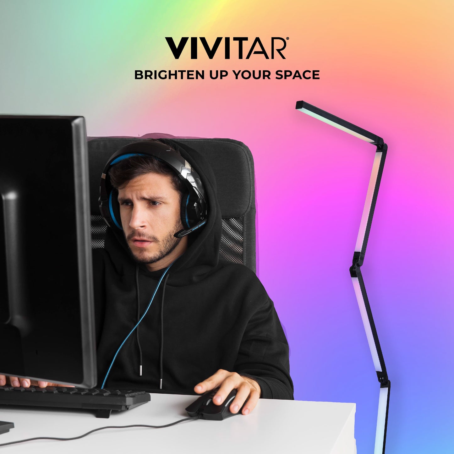 Bendable RGB Corner Light Bar - 56 Inch LED Floor Lamp, Music Reactive