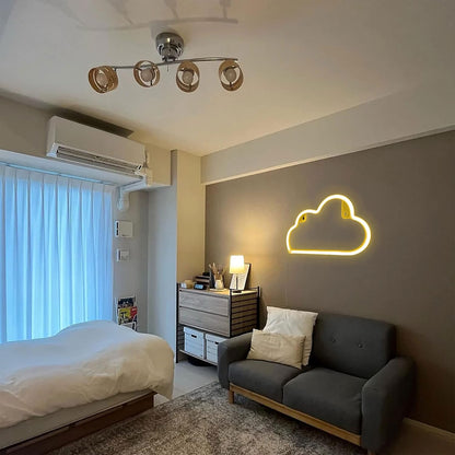 Neon Cloud Sign, Battery or USB Powered Night Light as Wall Decor for Kids Room, Bedroom, Festival, Party (Cloud-Y)