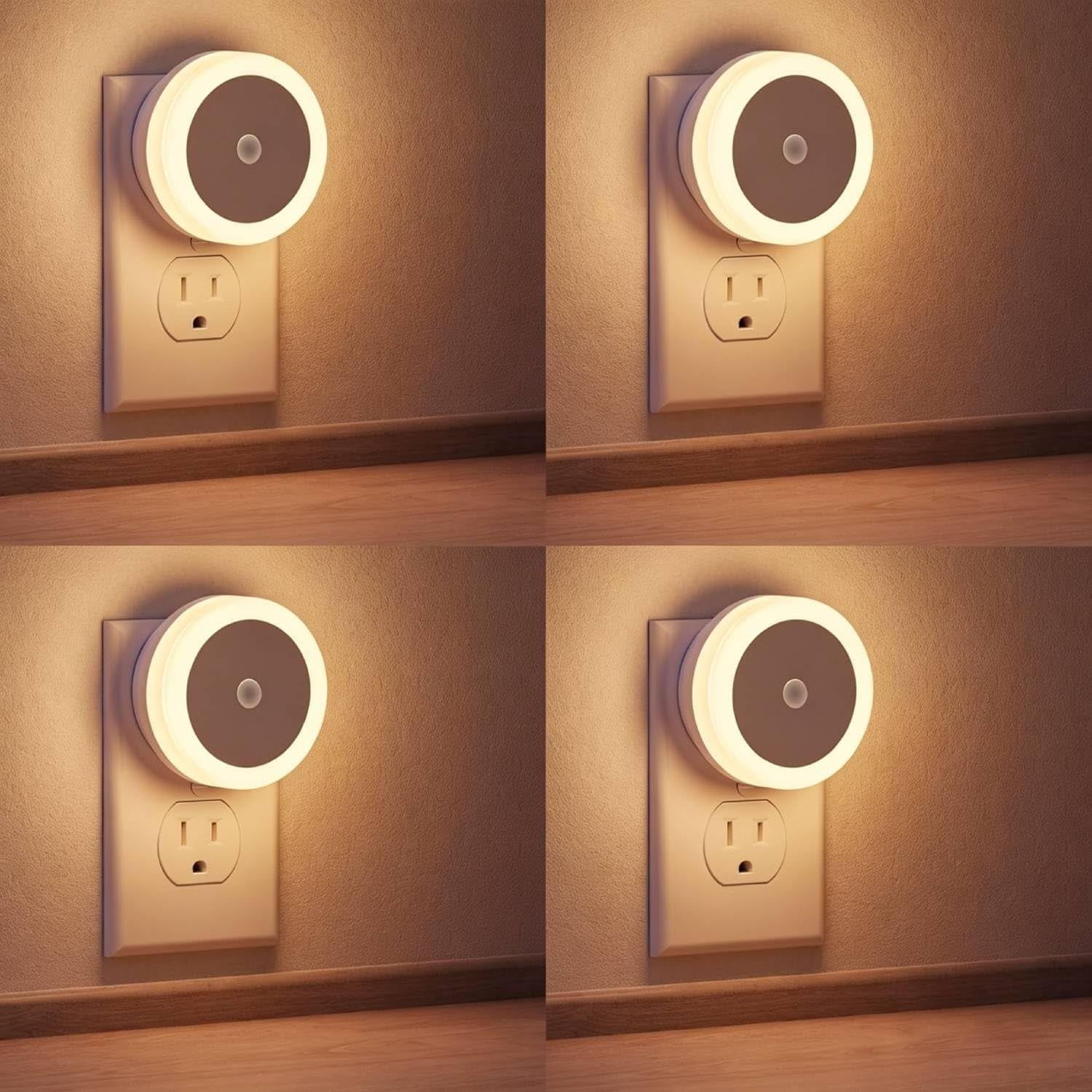 LED Baby Night Lights Plug into Wall [4 Pack] Light Sensors 