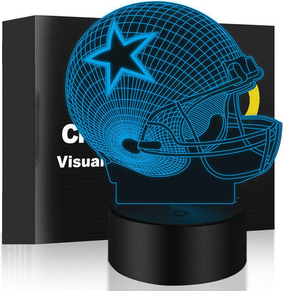3D Illusion Night Light Desk Lamp, 7 Colors Auto Gradual Changing USB Powered LED Light (Baseball Helmet)