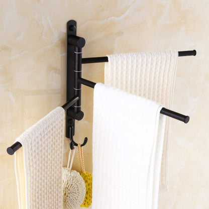 Swing Out Towel Racks for Bathroom Holder Wall Mounted Towel Bars with Hooks 3-Arm