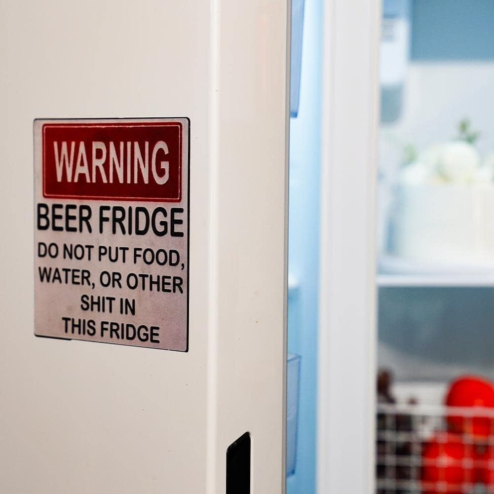 Humorous Warning Magnet for Beer Fridge - Do Not Store Food or Beverages - Kitchen Accessory
