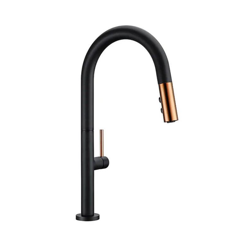Pull Out Kitchen Faucet Rose Gold and White Sink Mixer Tap 360 Degree Rotation Kitchen Mixer 