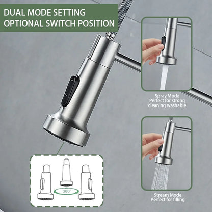 Kitchen Sink Faucet, Kitchen Faucets with Pull down Sprayer Stainless Steel 