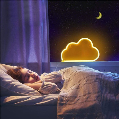 Neon Cloud Sign, Battery or USB Powered Night Light as Wall Decor for Kids Room, Bedroom, Festival, Party (Cloud-Y)