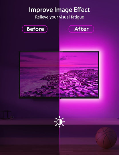 LED Lights for TV Led Backlight, 9.84Ft RGB Led Strip Lights USB TV Lights behind 32-43In