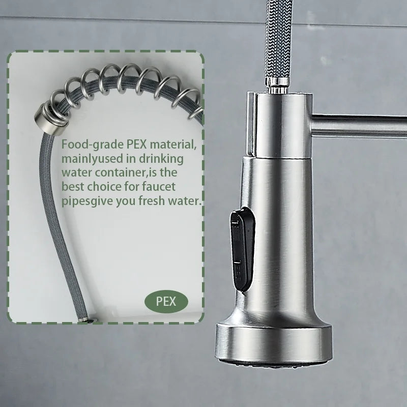 Kitchen Sink Faucet, Kitchen Faucets with Pull down Sprayer Stainless Steel 