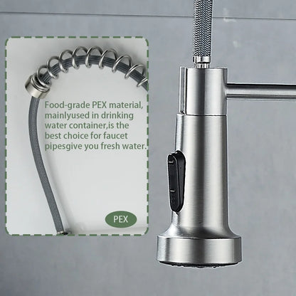 Kitchen Sink Faucet, Kitchen Faucets with Pull down Sprayer Stainless Steel 