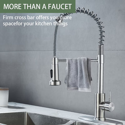 Kitchen Sink Faucet, Kitchen Faucets with Pull down Sprayer Stainless Steel 