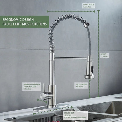 Kitchen Sink Faucet, Kitchen Faucets with Pull down Sprayer Stainless Steel 