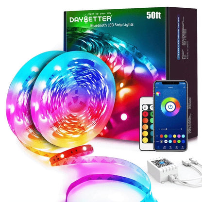 50Ft LED Strip Lights,Color Changing Music Sync with Remote Control (App+Remote +Mic)