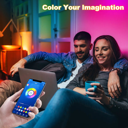 50Ft LED Strip Lights,Color Changing Music Sync with Remote Control (App+Remote +Mic)