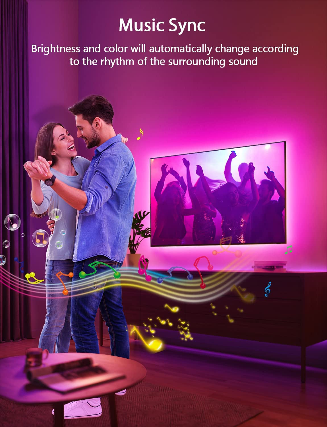LED Lights for TV Led Backlight, 9.84Ft RGB Led Strip Lights USB TV Lights behind 32-43In