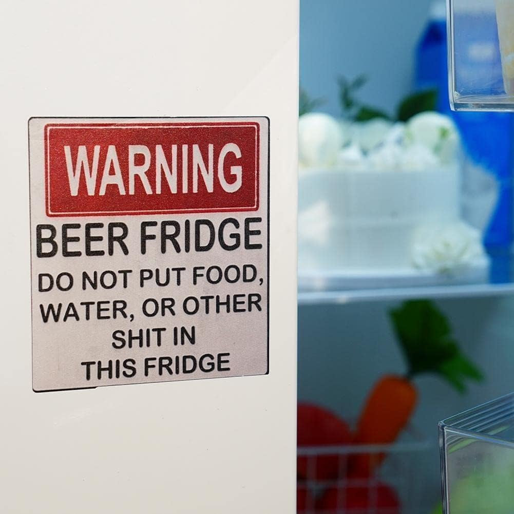 Humorous Warning Magnet for Beer Fridge - Do Not Store Food or Beverages - Kitchen Accessory