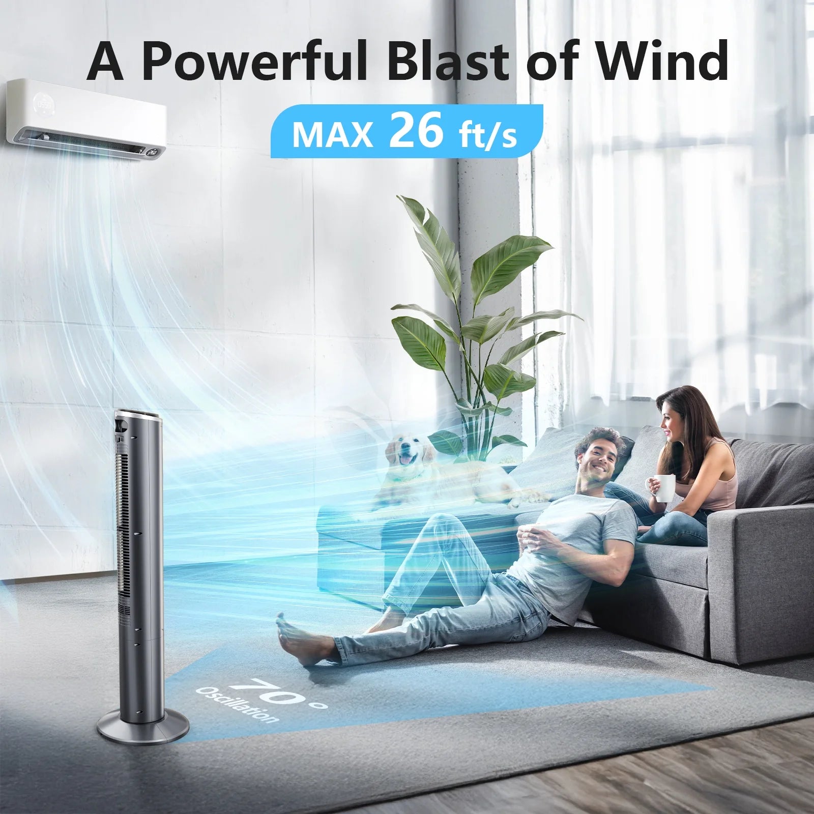 40" Oscillating Tower Fan with Remote