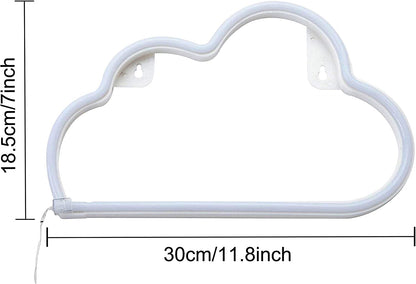 Neon Cloud Sign, Battery or USB Powered Night Light as Wall Decor for Kids Room, Bedroom, Festival, Party (Cloud-Y)