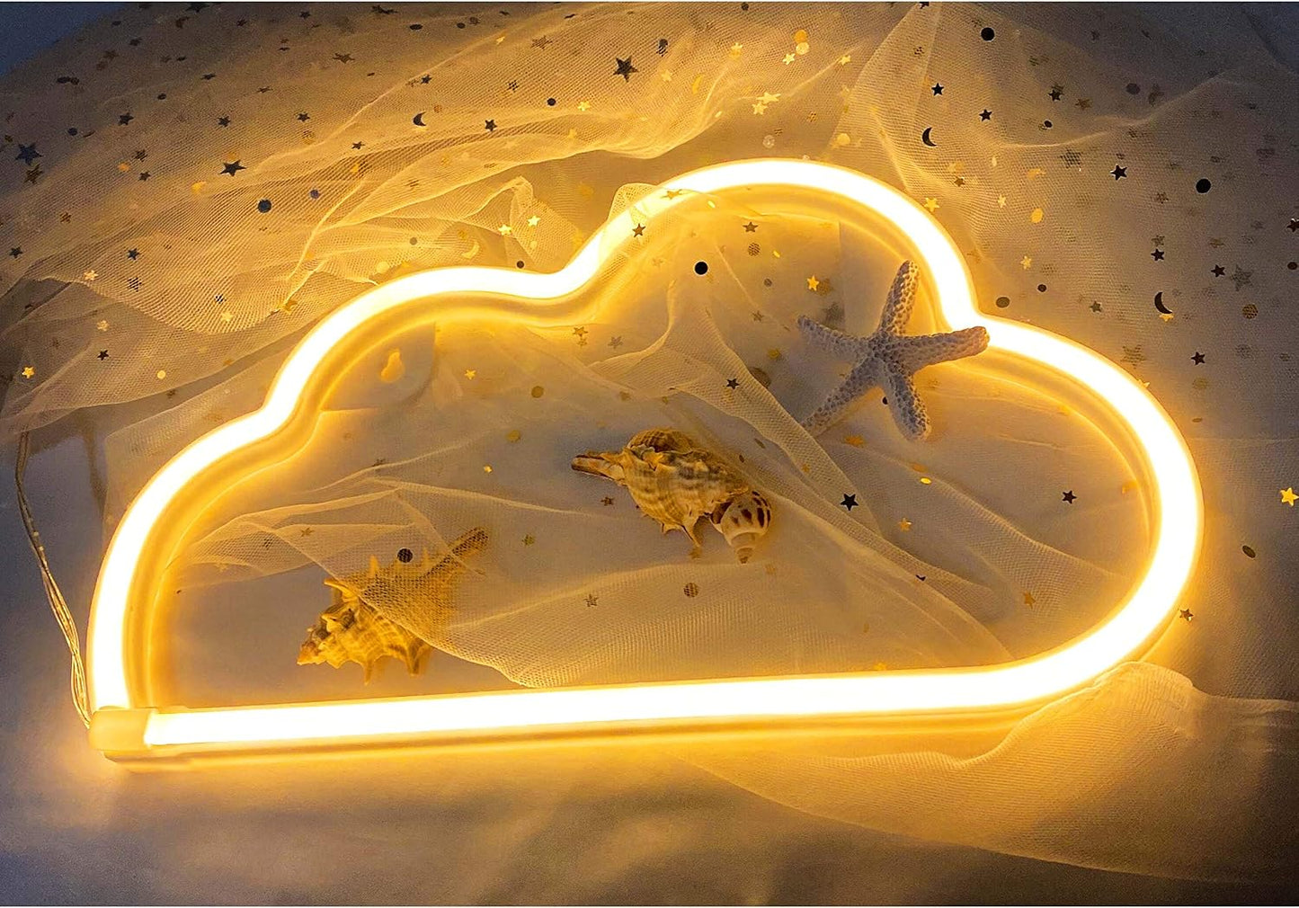 Neon Cloud Sign, Battery or USB Powered Night Light as Wall Decor for Kids Room, Bedroom, Festival, Party (Cloud-Y)