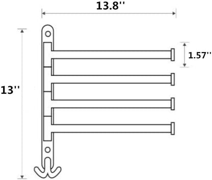 Swing Out Towel Racks for Bathroom Holder Wall Mounted Towel Bars with Hooks 3-Arm