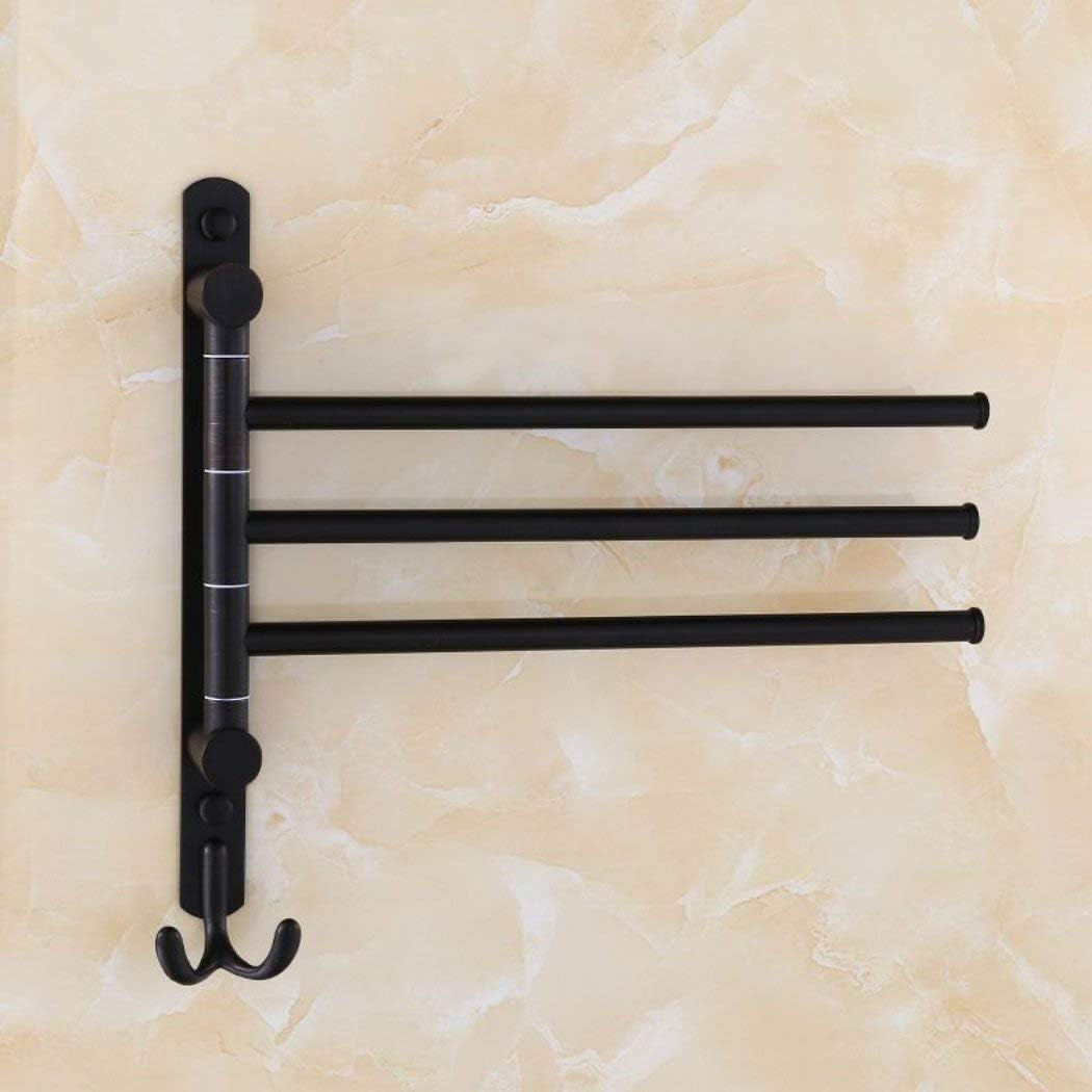 Swing Out Towel Racks for Bathroom Holder Wall Mounted Towel Bars with Hooks 3-Arm
