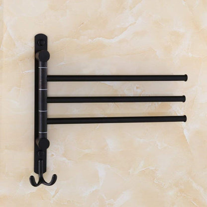 Swing Out Towel Racks for Bathroom Holder Wall Mounted Towel Bars with Hooks 3-Arm